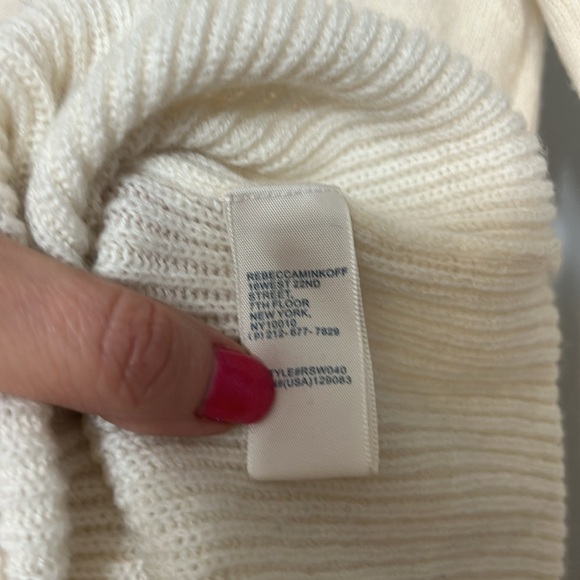 Rebecca Minkoff Regina Ruffle Wool & Cashmere Sweater in Ivory White Size Small - Picture 4 of 6
